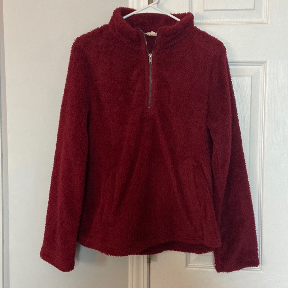 Fuzzy Red Quarter-zip